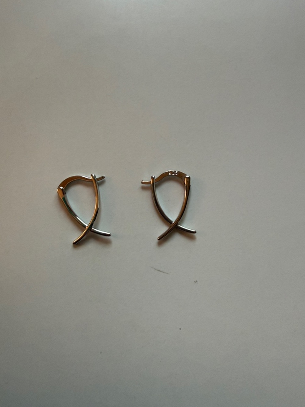 Classic Silver Crossed Hoop Earrings - Women's Jewelry